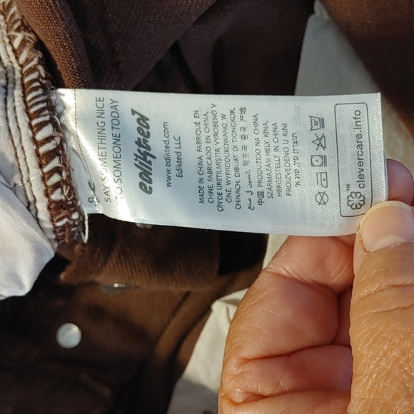 💚NWT Mom Coco Brown Raw Hem Straight Leg Jeans - Picture 7 of 7